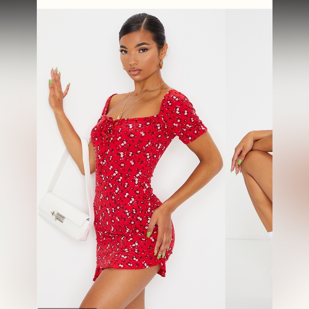 Red Floral Mini Dress